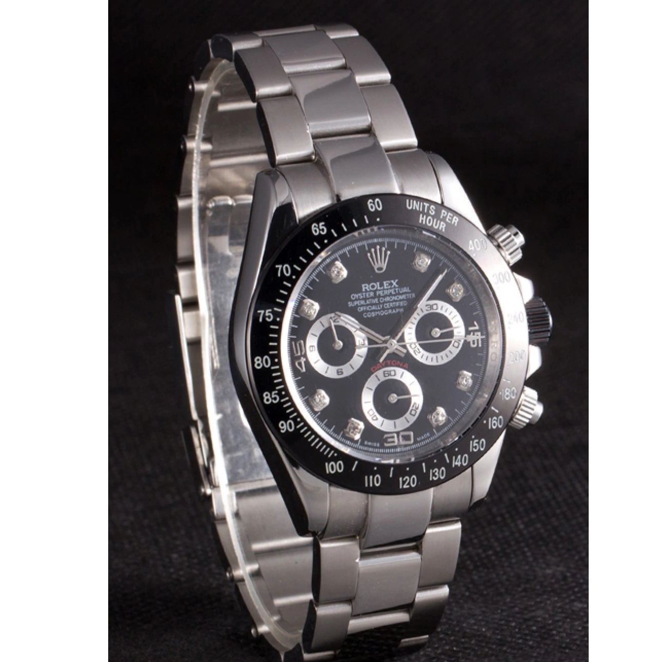 Good Copy Rolex Watches Enameled Daytona Dial Black Stainless Black Rolex Steel 0731